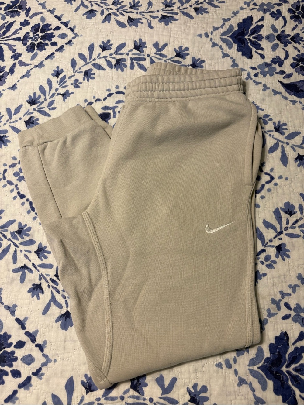 Nike Men’s Light Tan Joggers with White Swoosh